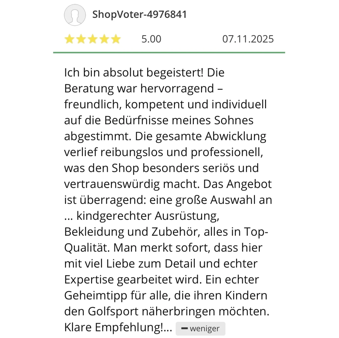 07/11/2025 Shopvote Einzelbewertung
