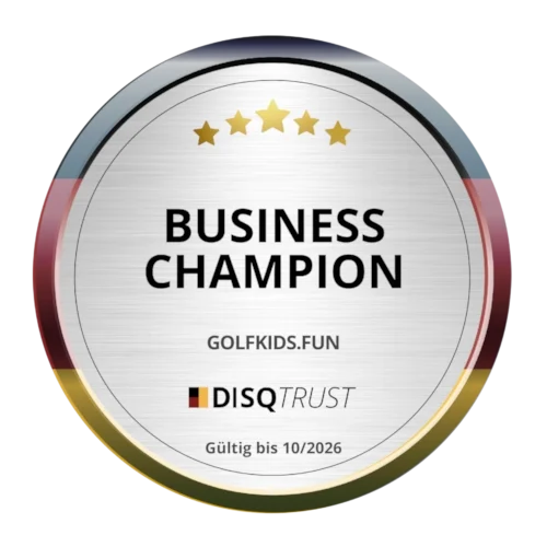 Das Business Champion-Siegel von DISQTrust bestätigt herausragende Leistungen für Golfkids, Golfteens & ihre Familien Das Business Champion-Siegel von DISQTrust bestätigt herausragende Leistungen für Golfkids, Golfteens & ihre Familien