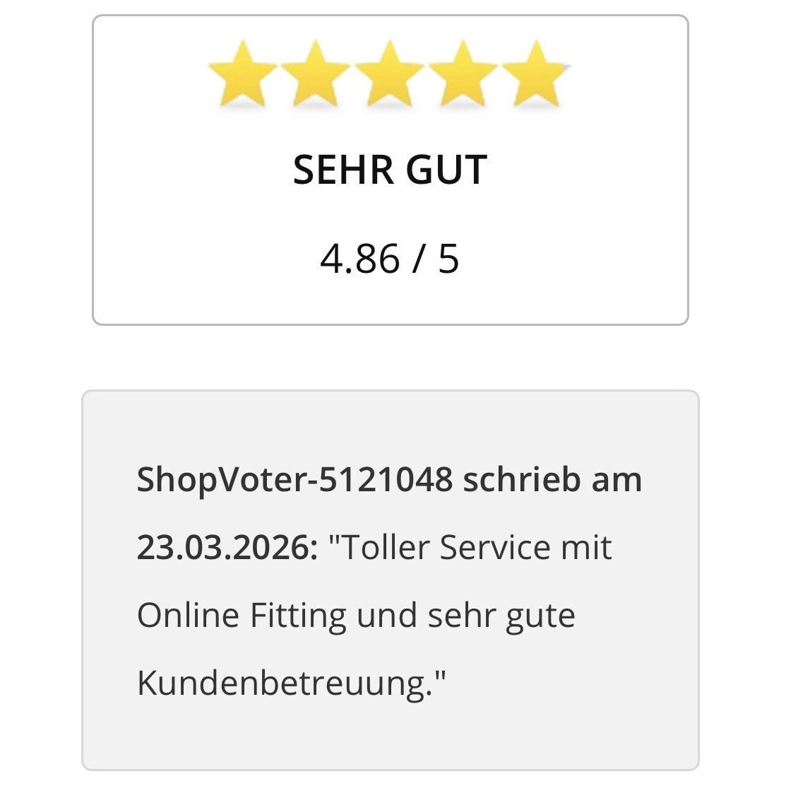 23/03/2026 Shopvote Einzelbewertung